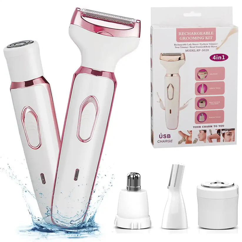 Kit de Rasage 4-en-1 Rechargeable – Soin Complet Sans Irritations