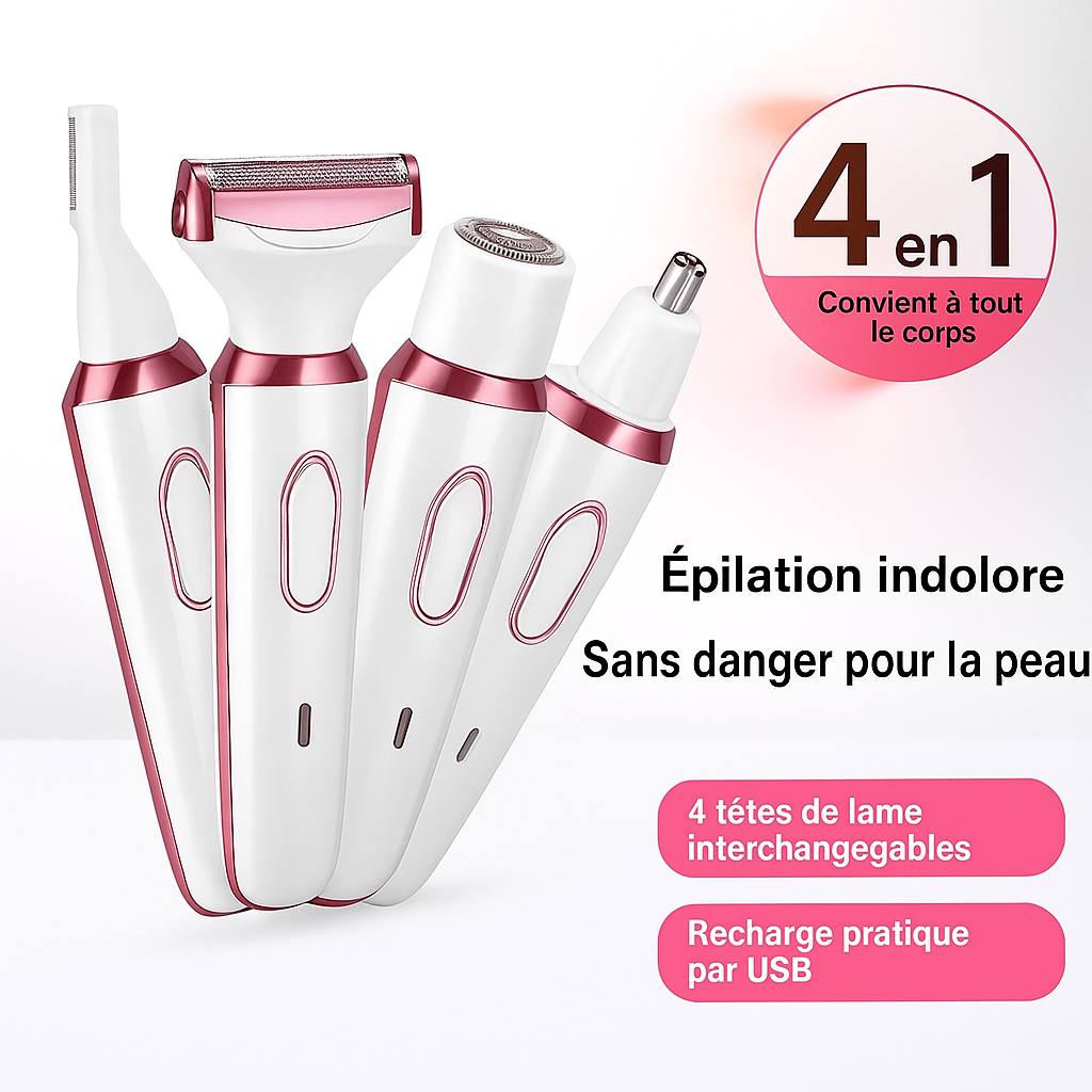 Kit de Rasage 4-en-1 Rechargeable – Soin Complet Sans Irritations