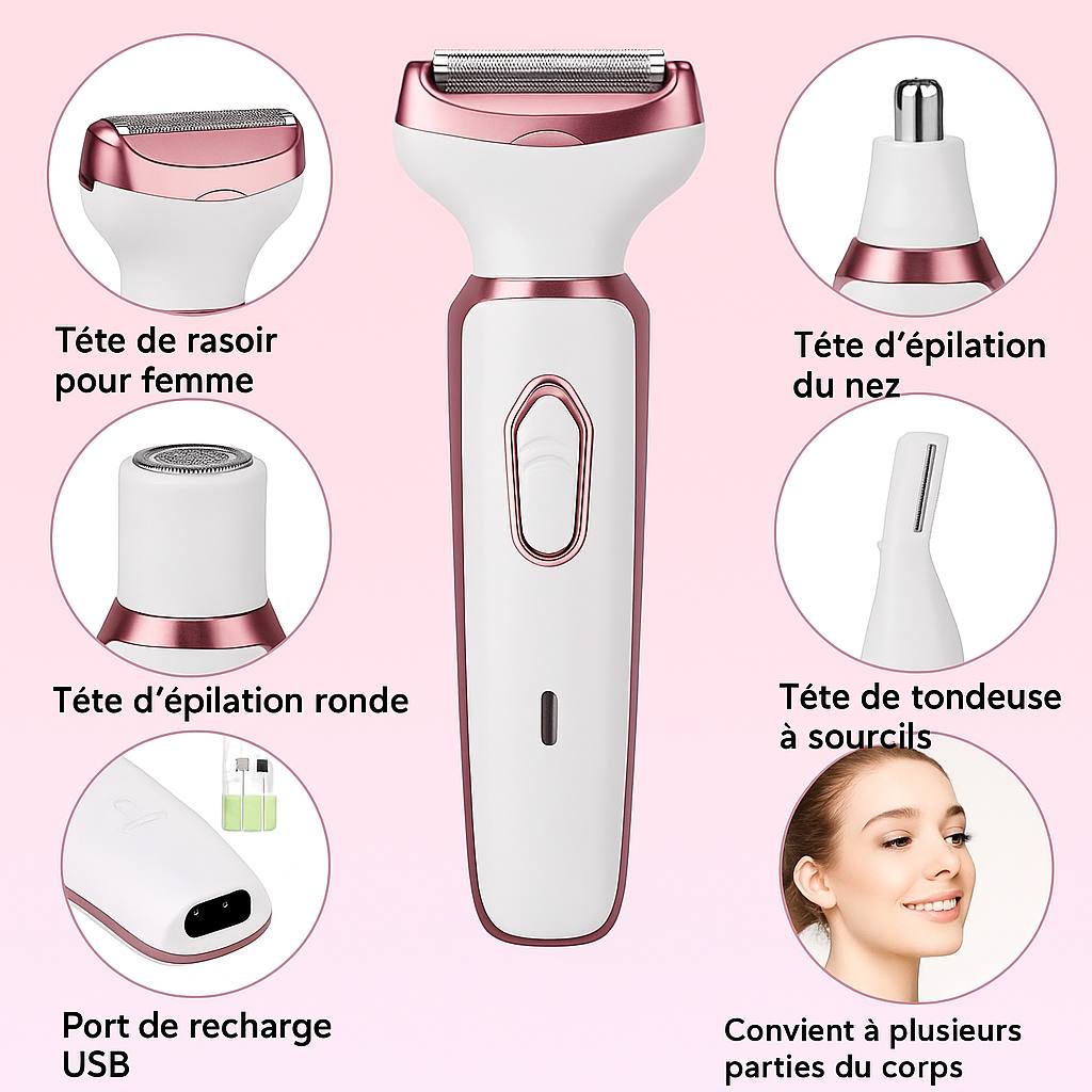 Kit de Rasage 4-en-1 Rechargeable – Soin Complet Sans Irritations