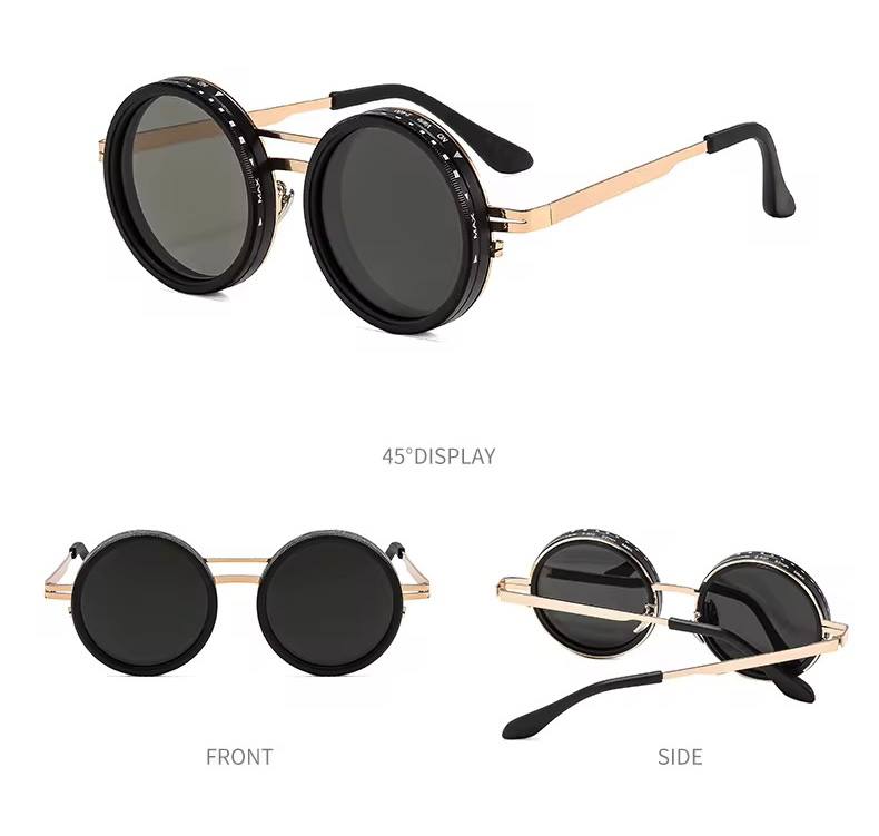 Lunette de soleil 2 en 1 : montures dorées